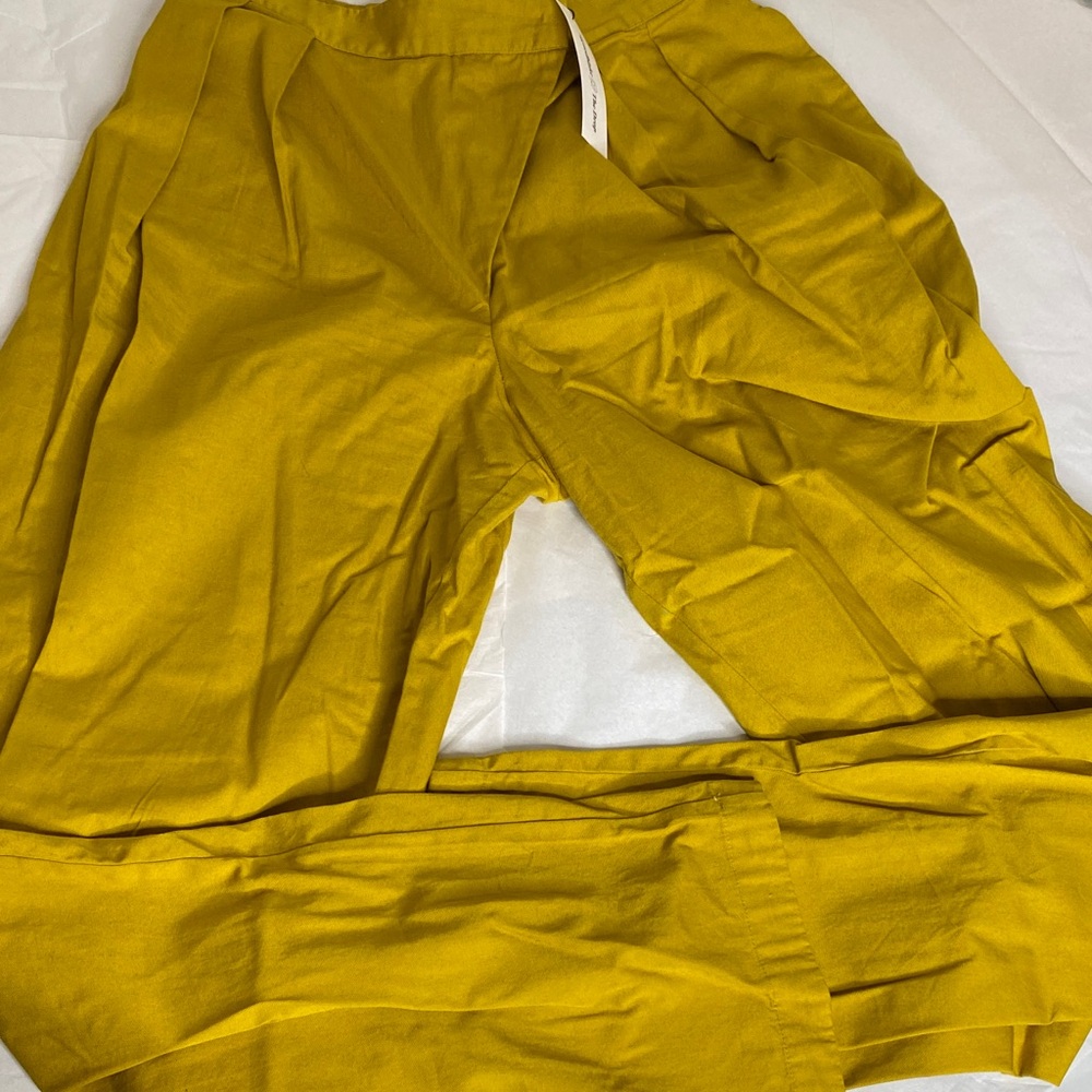 Slim Pleated Pants in Mustard - Women’s Casual Trousers - Picture 3 of 7